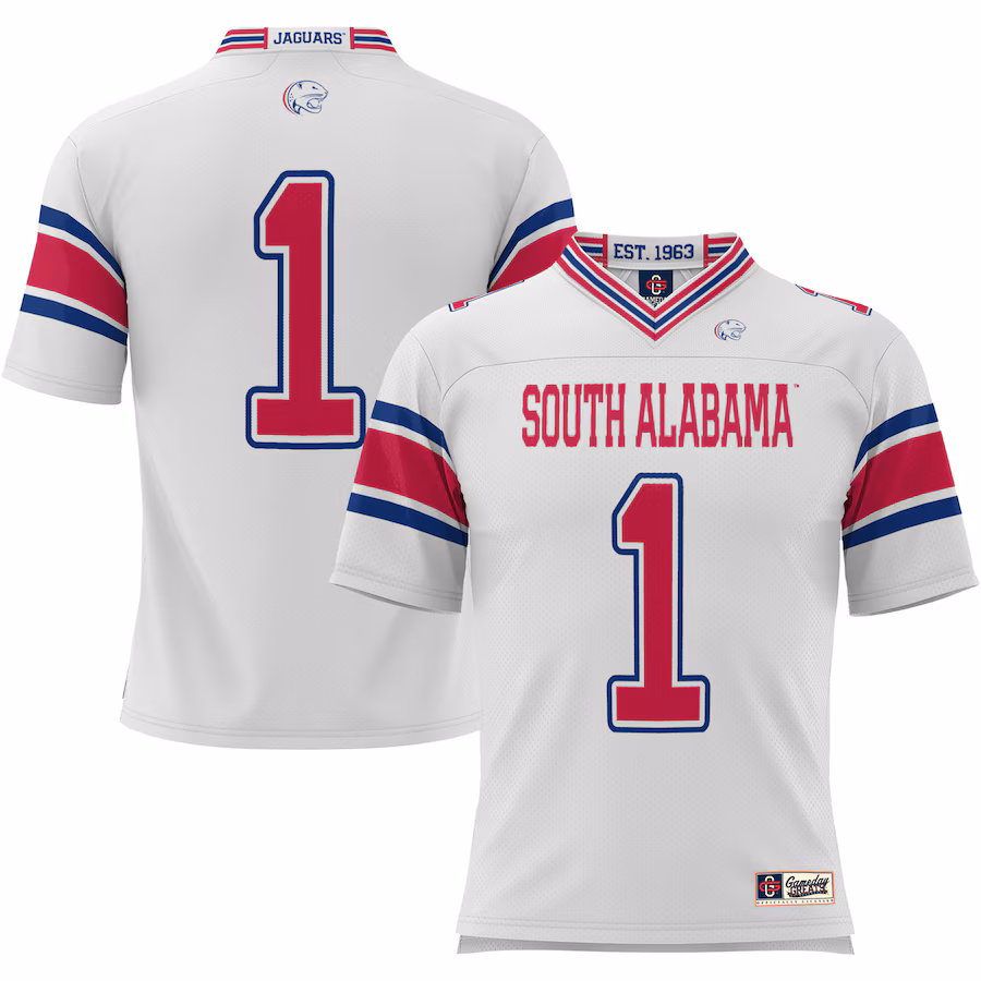 #1 South Alabama Jaguars GameDay Greats Youth Football Jersey - White - Ujersey Shop