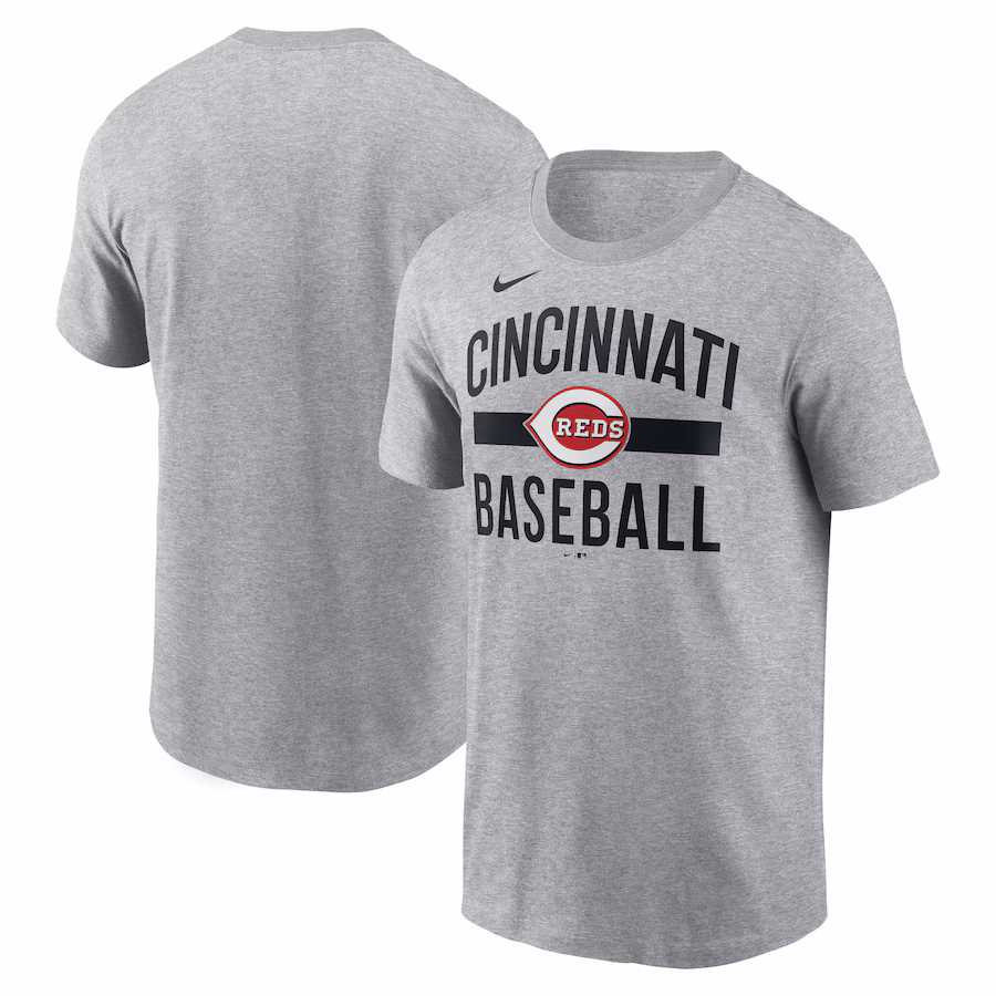 Men's Cincinnati Reds Nike Heather Gray Arched T-Shirt - Ujersey Shop