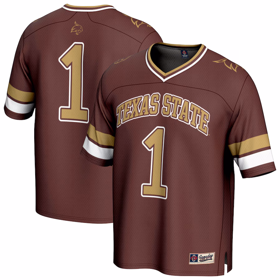 GameDay Greats #1 Maroon Texas State Bobcats Lightweight Collegiate Football Fashion Jersey - Ujersey Shop