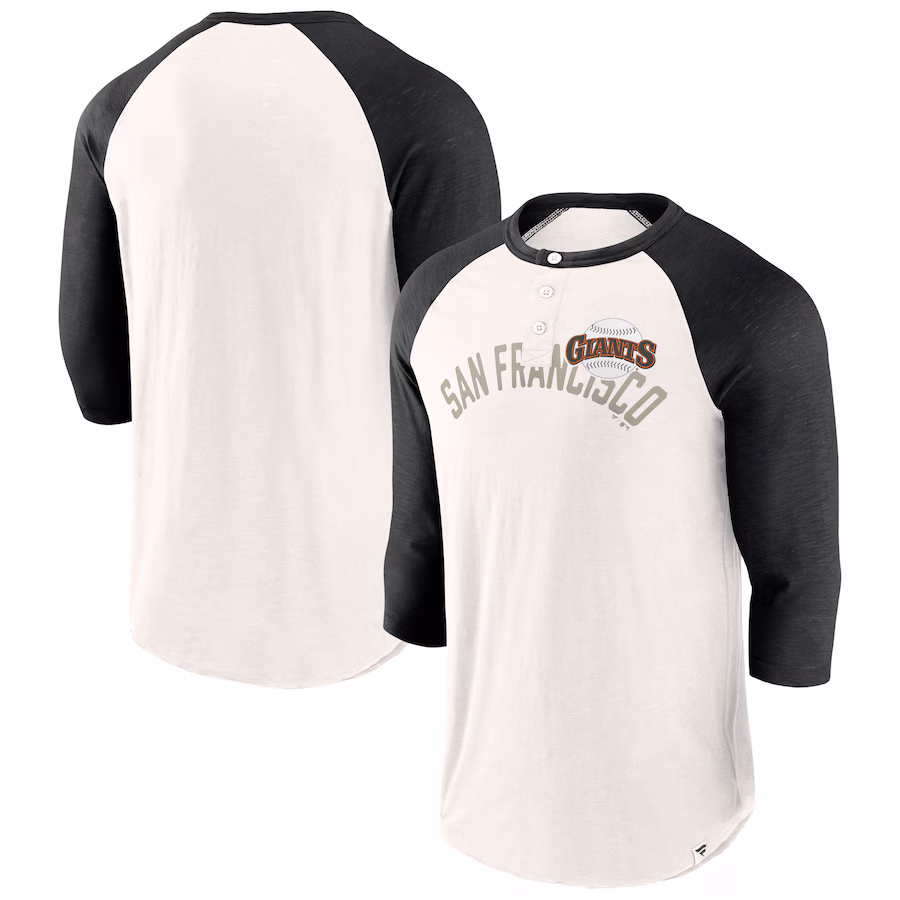 Men's San Francisco Giants Fanatics White/Black Backdoor Slider Raglan 3/4-Sleeve T-Shirt - Ujersey Shop