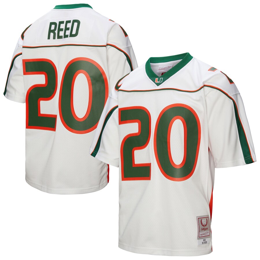 Men's Mitchell & Ness Ed Reed White Miami Hurricanes 2001 Legacy Jersey - Ujersey Shop