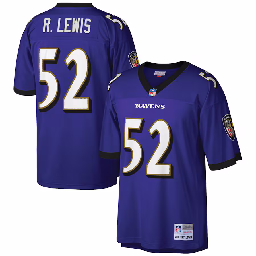 Men's Baltimore Ravens Ray Lewis Mitchell & Ness Purple Big & Tall 2000 Retired Player Replica Jersey - Ujersey Shop
