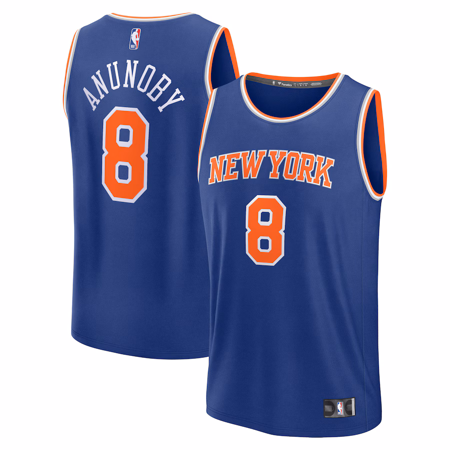 Men's New York Knicks OG Anunoby Fanatics Blue Fast Break Replica Player Jersey - Icon Edition - Ujersey Shop