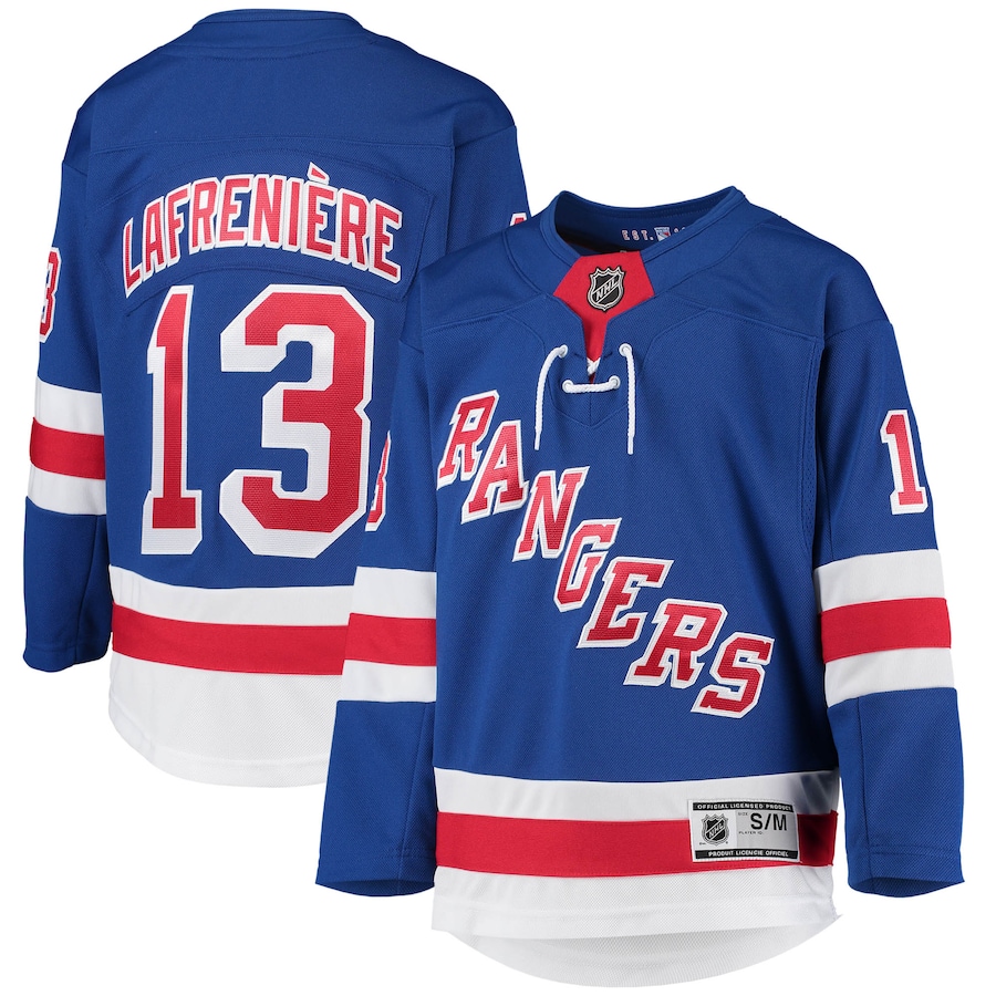 Youth New York Rangers Alexis Lafreniere Blue Home Premier Player Jersey - Ujersey Shop