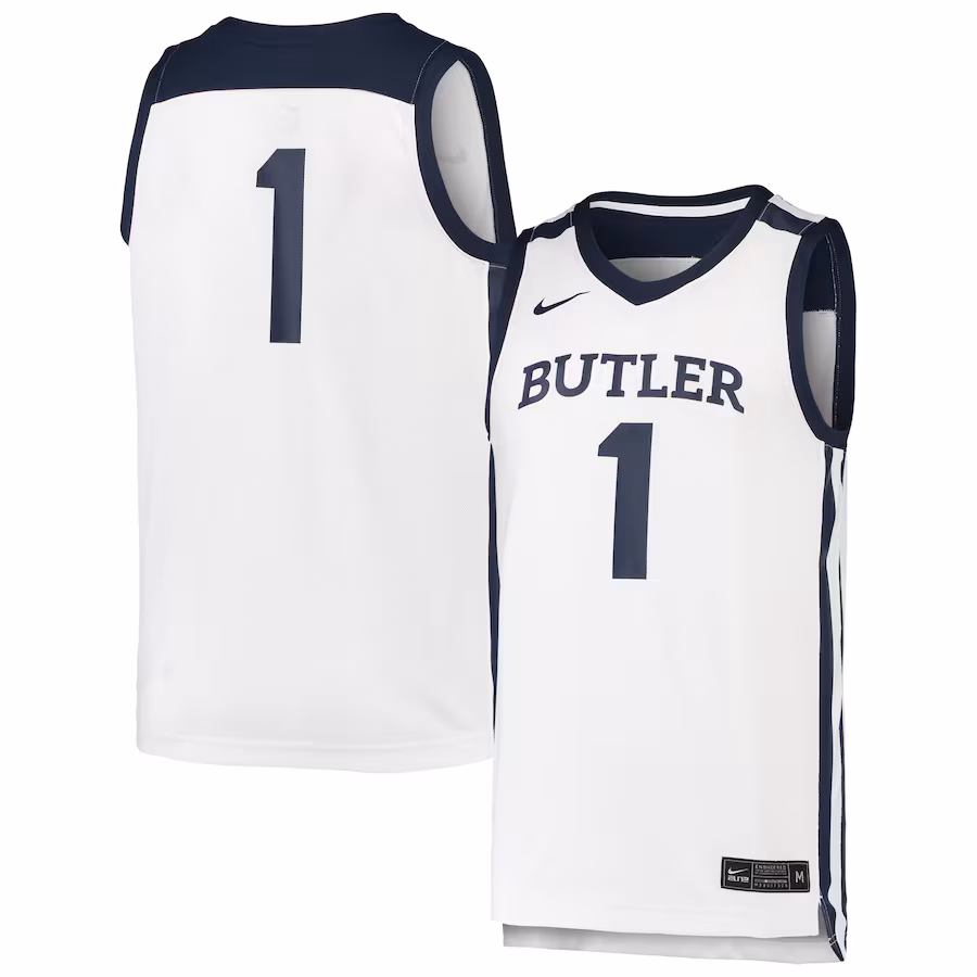 Men's Nike #1 White Butler Bulldogs Team Replica Basketball Jersey - Ujersey Shop