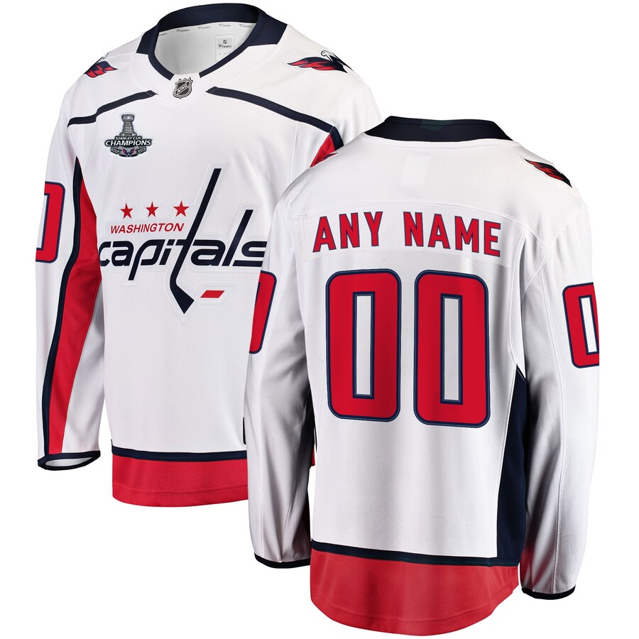Men's Washington Capitals White 2018 Stanley Cup Champions Away Breakaway Custom Jersey - Ujersey Shop