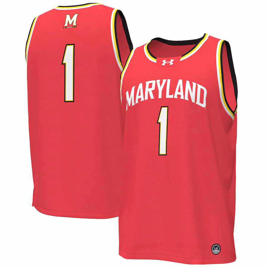 Men's Under Armour #1 Red Maryland Terrapins Replica Basketball Jersey - Ujersey Shop