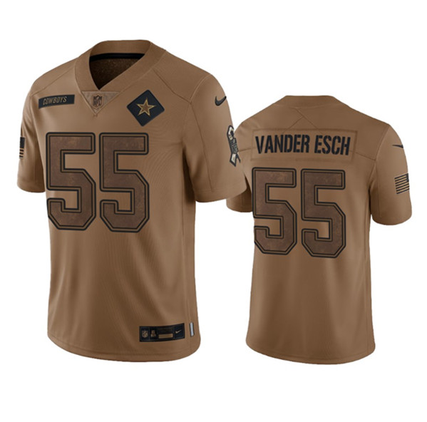 Men's Dallas Cowboys #55 Leighton Vander Esch 2023 Brown Salute To Service Limited Football Stitched Jersey - Ujersey Shop