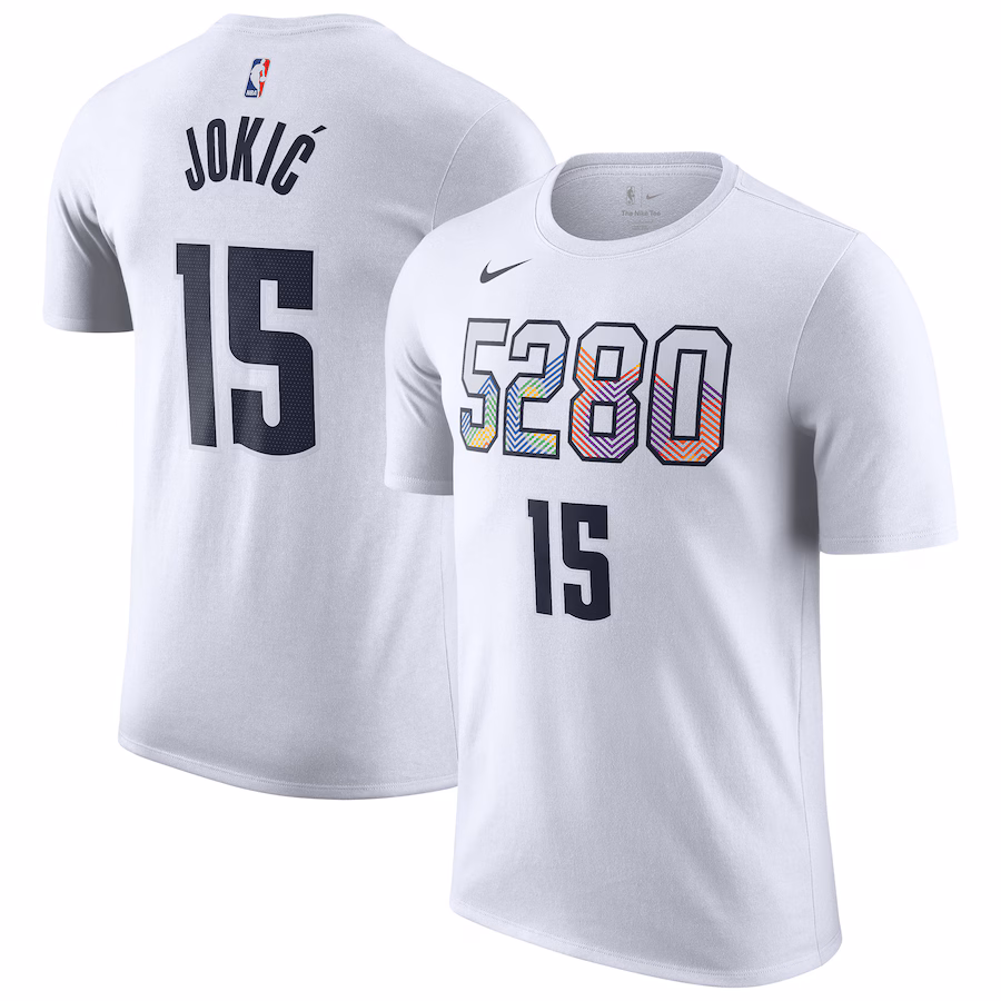 Men's Denver Nuggets Nikola Jokic Nike White 2024/25 City Edition Name & Number T-Shirt - Ujersey Shop