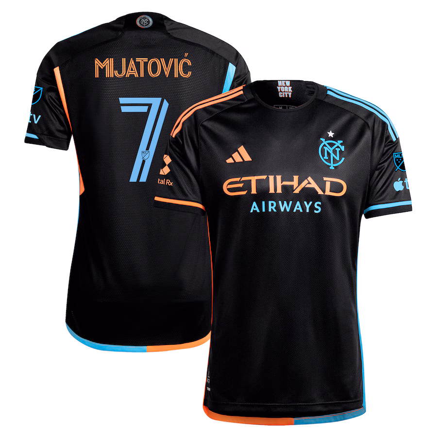 Men's New York City FC Jovan Mijatović adidas Black 2024 24/7 Kit Authentic Player Jersey - Ujersey Shop