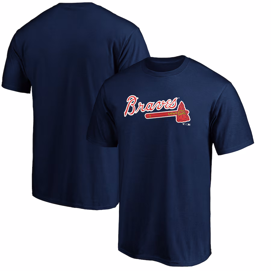 Men's Atlanta Braves Navy Official Team Wordmark T-Shirt - Ujersey Shop