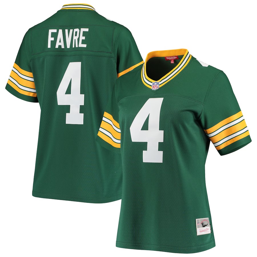 Women's Green Bay Packers Brett Favre Mitchell & Ness Green 1996 Legacy Replica Player Jersey - Ujersey Shop