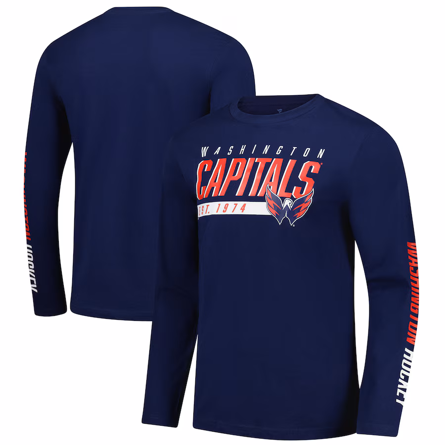 Men's Washington Capitals Fanatics Navy Long Sleeve T-Shirt - Ujersey Shop