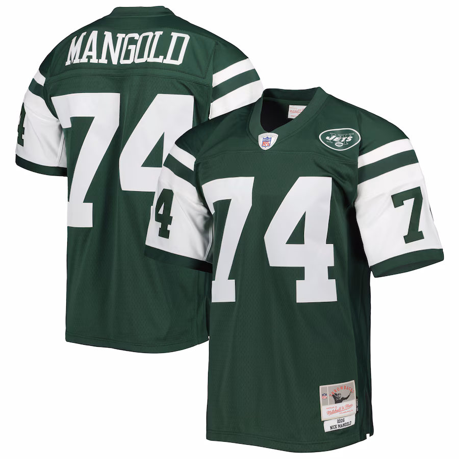 Men's New York Jets Nick Mangold Mitchell & Ness Green Legacy Replica Jersey - Ujersey Shop
