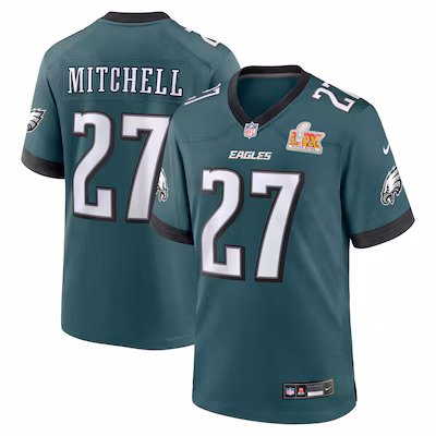 Men's Philadelphia Eagles Quinyon Mitchell Nike Midnight Green Super Bowl LIX Game Player Jersey - Ujersey Shop