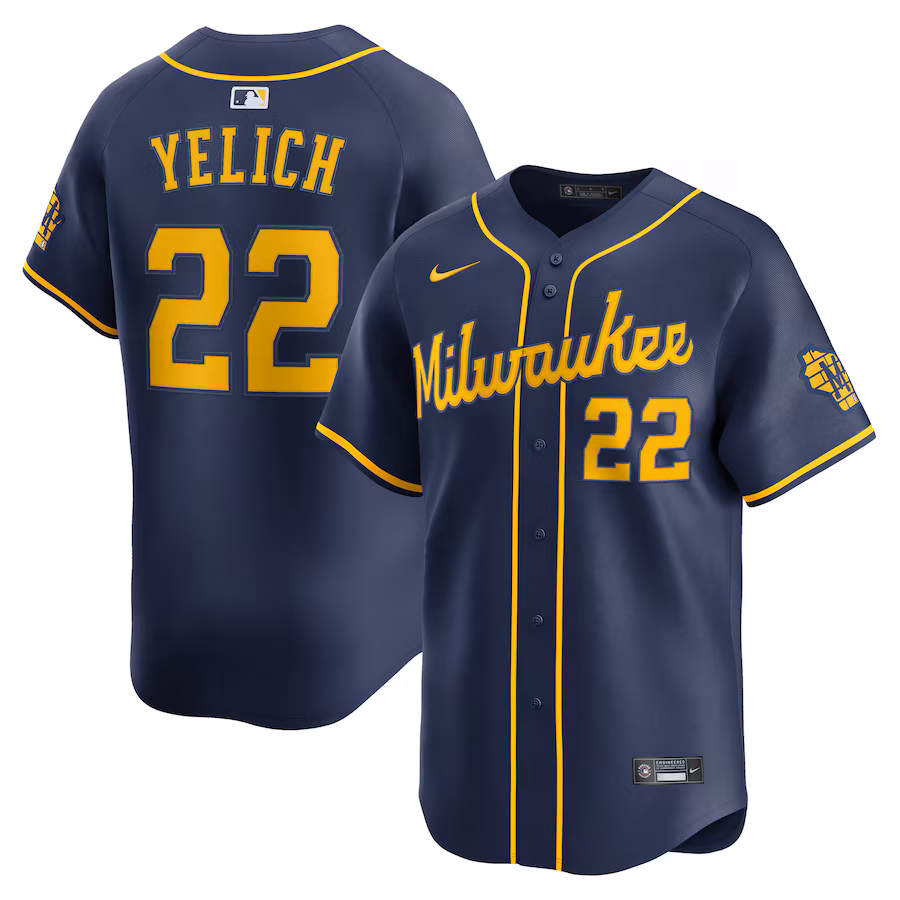 Men's Milwaukee Brewers Christian Yelich Nike Navy Alternate Limited Jersey - Ujersey Shop