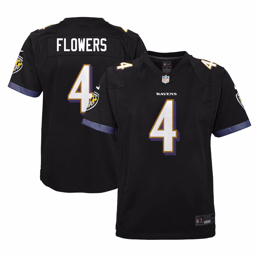 Youth Baltimore Ravens Zay Flowers Nike Black Alternate Player Game Jersey - Ujersey Shop