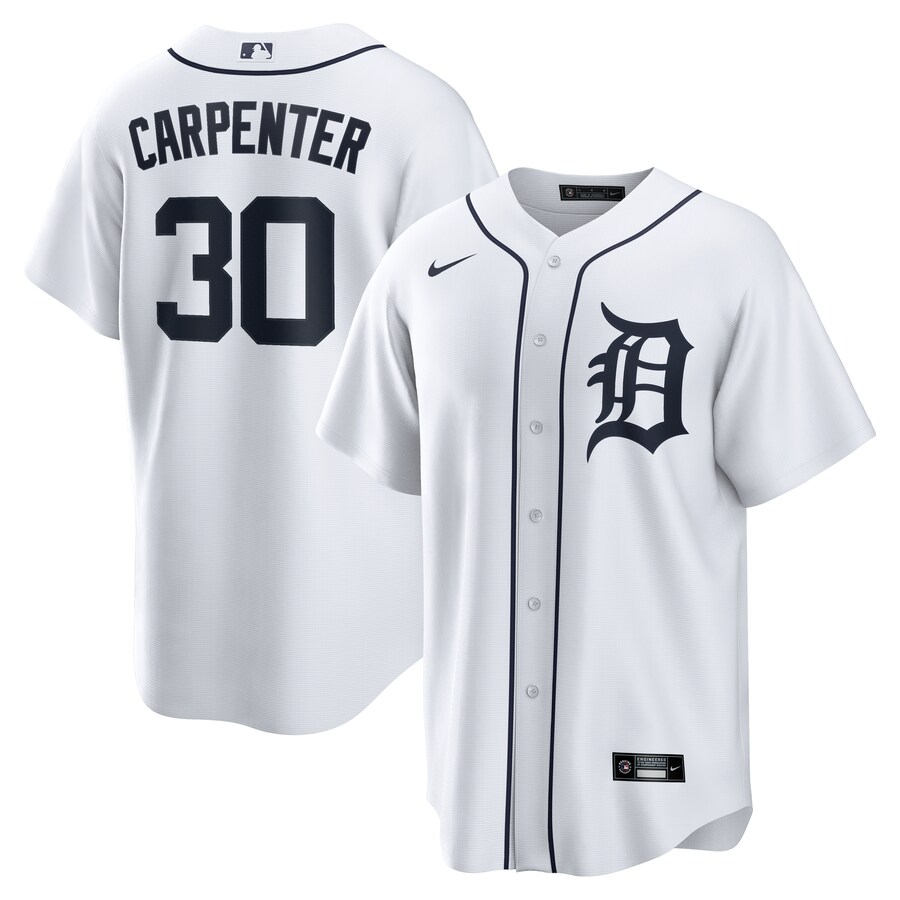 Men's Detroit Tigers Kerry Carpenter Nike White Home Replica Jersey - Ujersey Shop