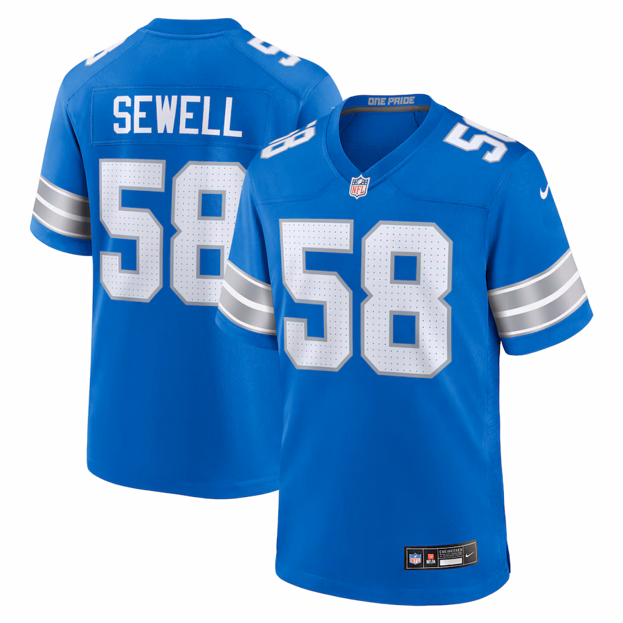 Men's Detroit Lions Penei Sewell Nike Blue Game Jersey - Ujersey Shop