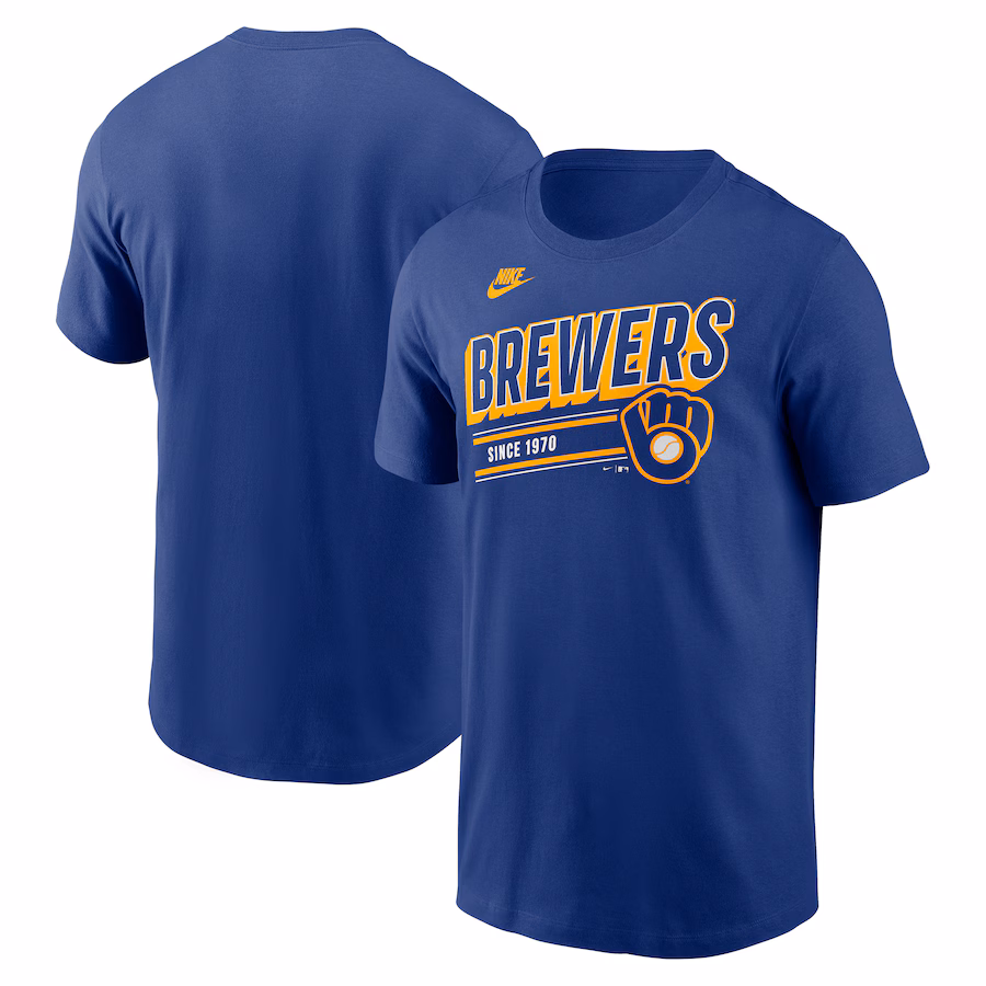 Men's Milwaukee Brewers Nike Royal Cooperstown Collection Retro T-Shirt - Ujersey Shop