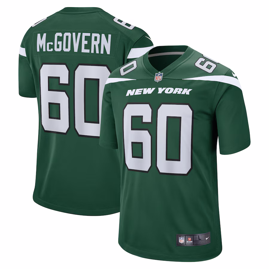 Men's New York Jets Connor McGovern Nike Gotham Green Game Jersey - Ujersey Shop