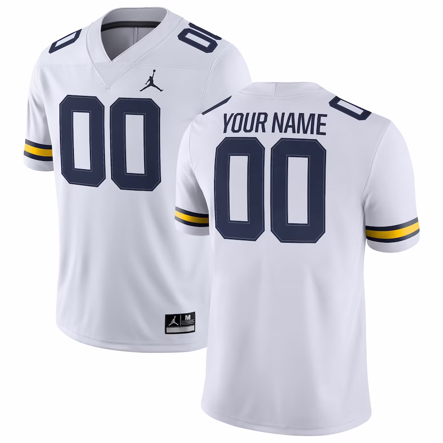 Michigan Wolverines Jordan Brand Custom Game Jersey - White - Ujersey Shop