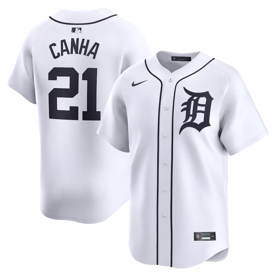 Men's Detroit Tigers Mark Canha Nike White Home Limited Player Jersey - Ujersey Shop