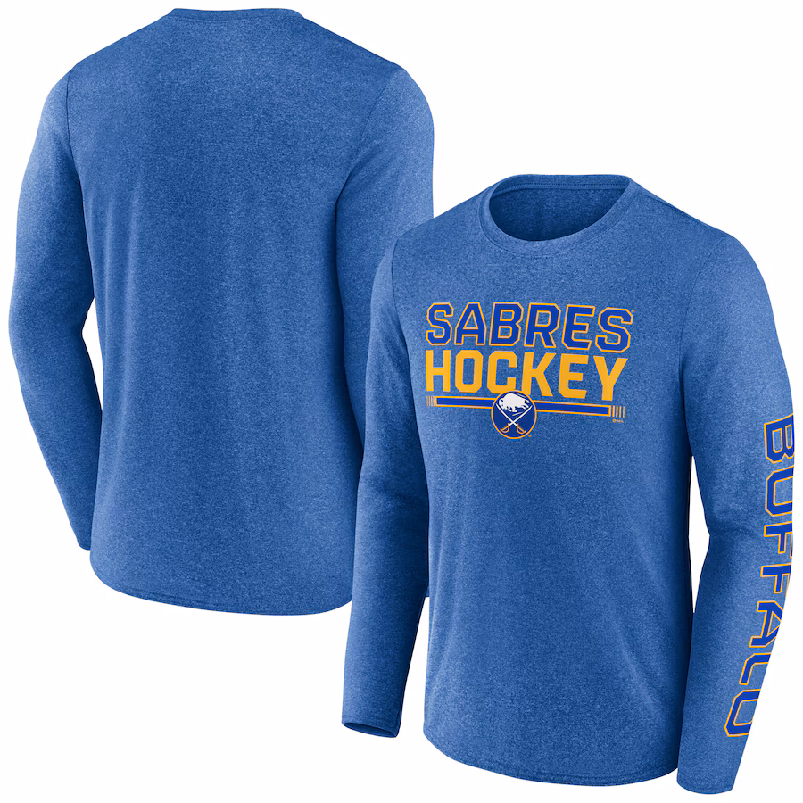 Men's Buffalo Sabres Fanatics Heather Royal Sweep Iconic Synthetic Long Sleeve T-Shirt - Ujersey Shop