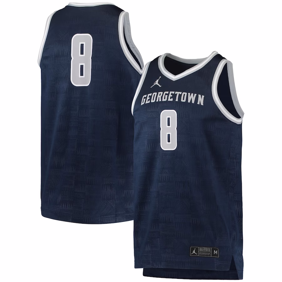 #8 Georgetown Hoyas Jordan Brand Team Replica Basketball Jersey - Navy - Ujersey Shop