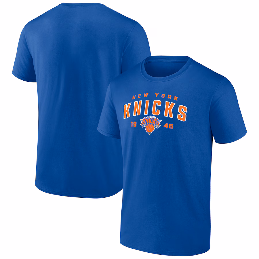Men's New York Knicks Blue Rebel Logo T-Shirt - Ujersey Shop