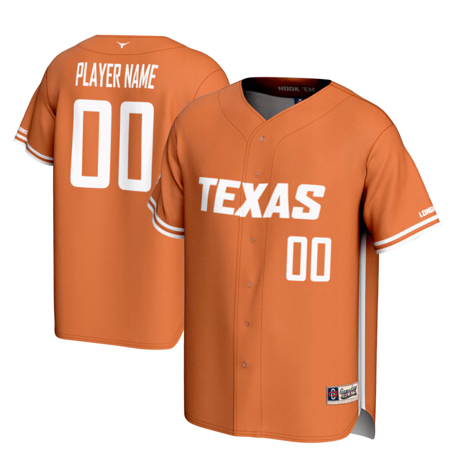 Texas Longhorns GameDay Greats NIL Pick-A-Player Lightweight Baseball Jersey - Burnt Orange - Ujersey Shop