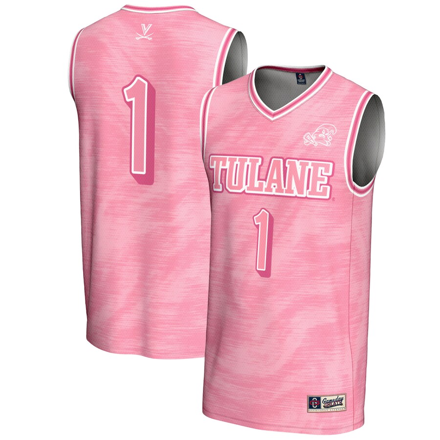 Youth GameDay Greats #1 Pink Tulane Green Wave Lightweight Basketball Jersey - Ujersey Shop