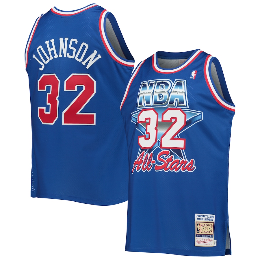 Men's Western Conference Magic Johnson Mitchell & Ness Royal Hardwood Classics 1992 NBA All-Star Game Authentic Jersey - Ujersey Shop