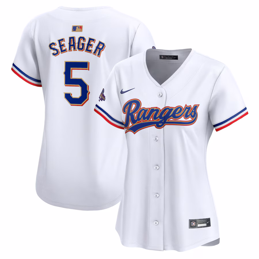 Women's Texas Rangers Corey Seager Nike White 2024 Gold Collection Limited Player Jersey - Ujersey Shop