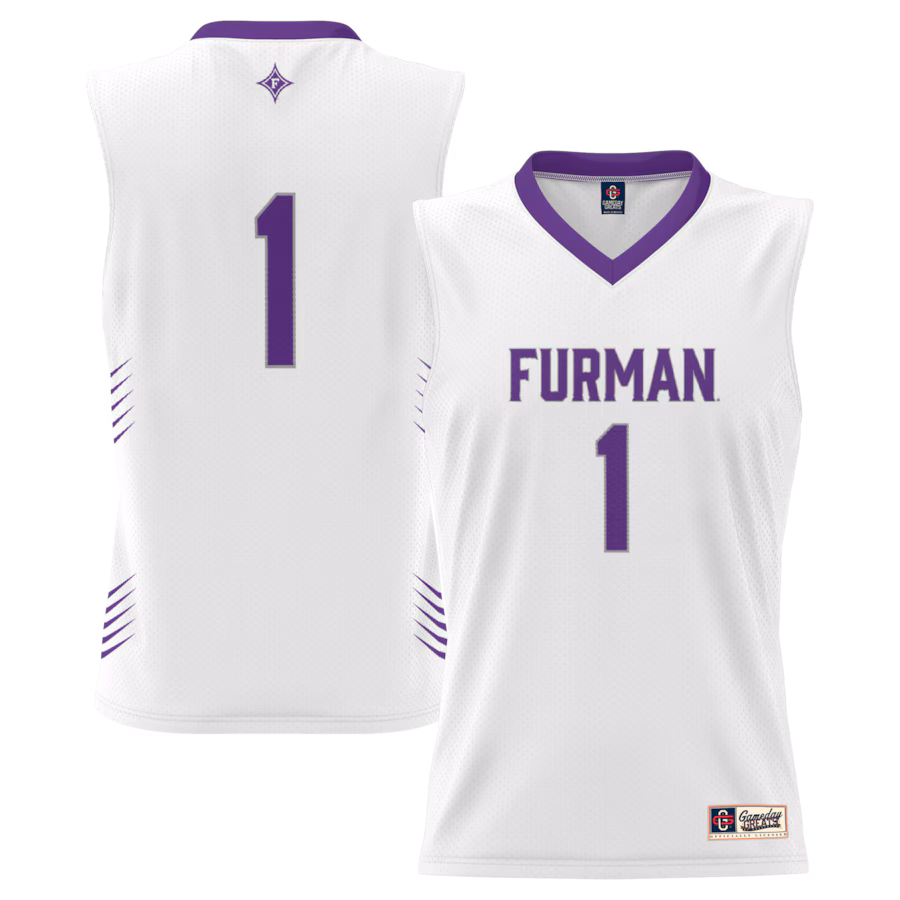 Men's GameDay Greats #1 White Furman Paladins Lightweight Basketball Jersey - Ujersey Shop