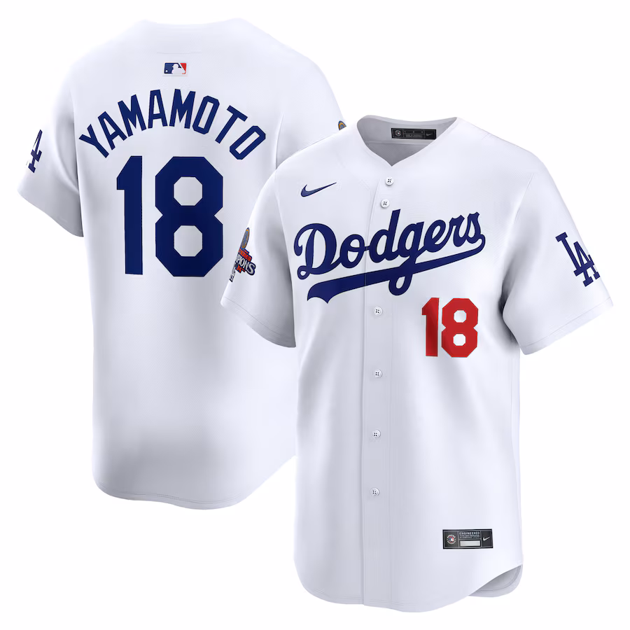 Men's Los Angeles Dodgers Yoshinobu Yamamoto Nike White 2024 World Series Champions Home Limited Player Jersey - Ujersey Shop