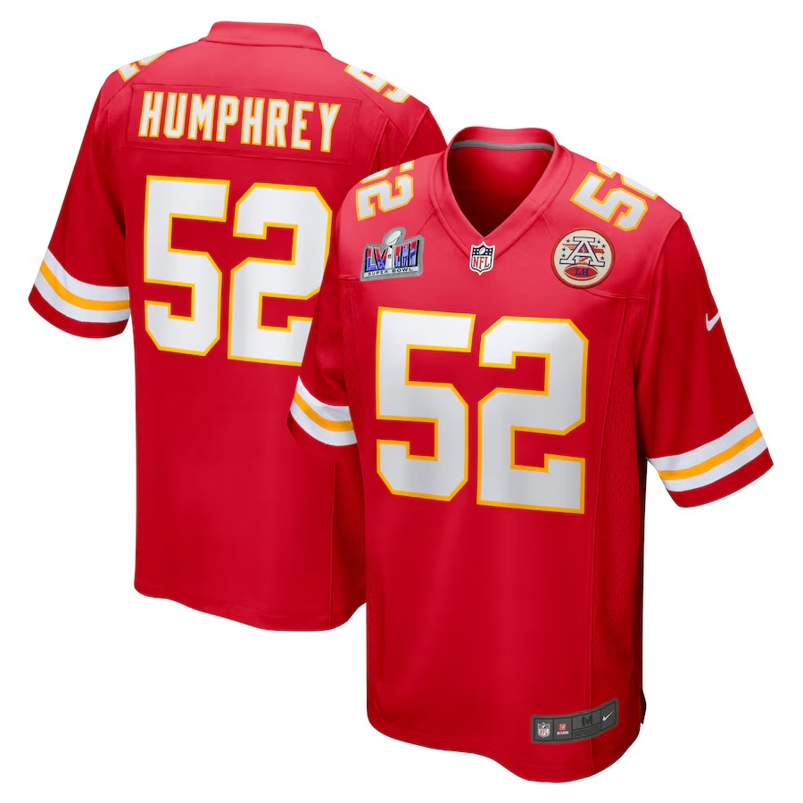 Men's Kansas City Chiefs Creed Humphrey Nike Red Super Bowl LVIII Game Jersey - Ujersey Shop