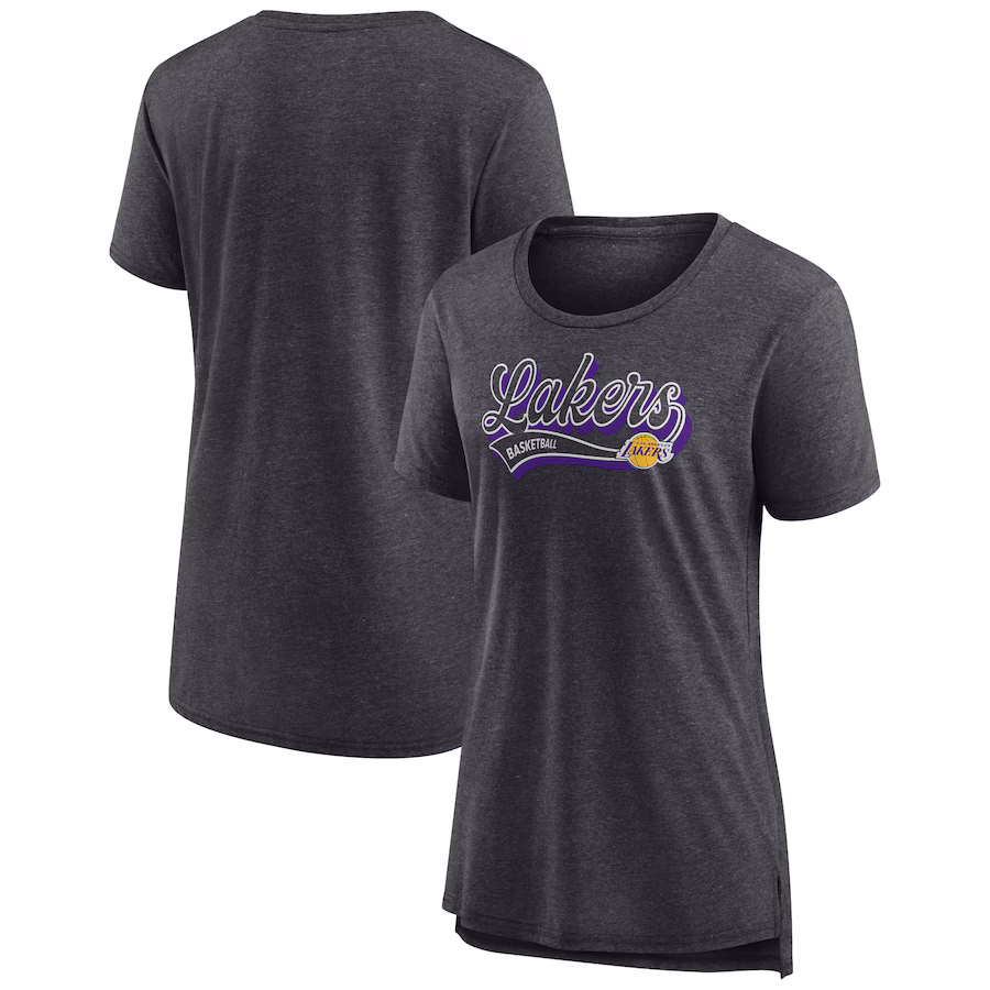 Women's Los Angeles Lakers Fanatics Heather Charcoal League Leader Tri-Blend T-Shirt - Ujersey Shop