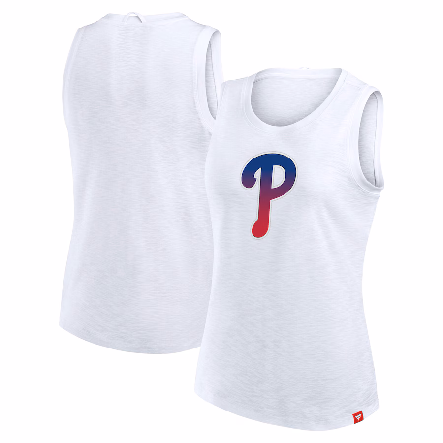 Women's Philadelphia Phillies Fanatics White Activate Slub Tank Top - Ujersey Shop