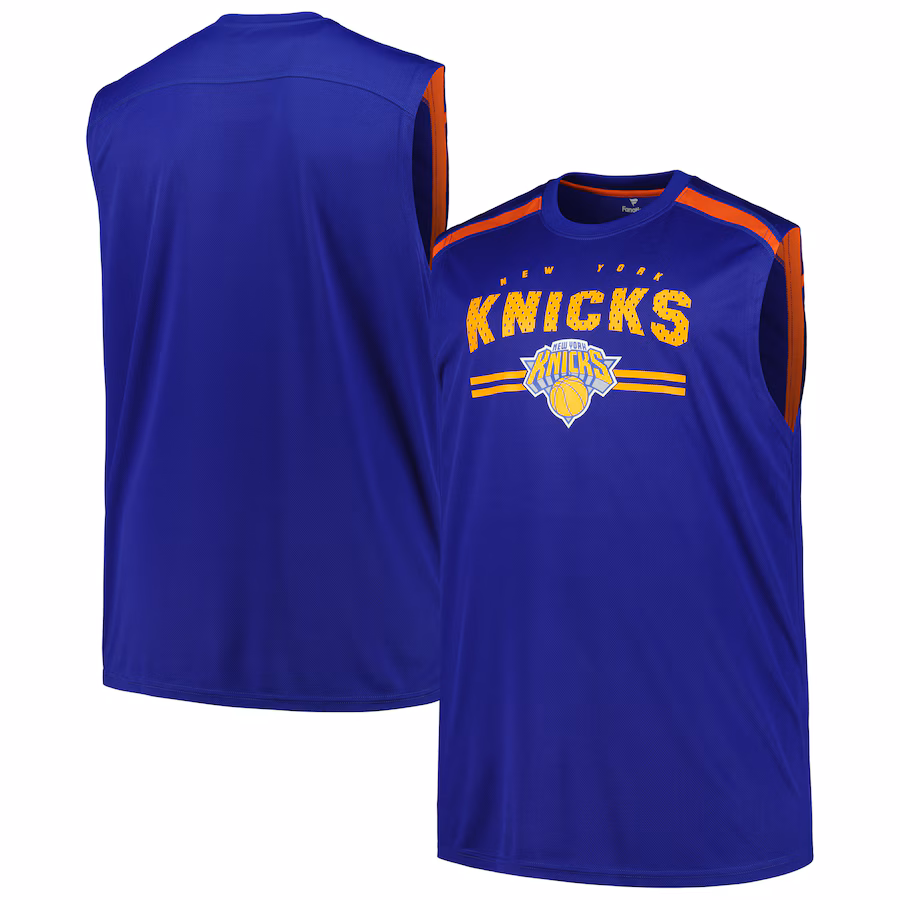 Men's New York Knicks Fanatics Blue Big & Tall Birdseye Muscle Tank Top - Ujersey Shop