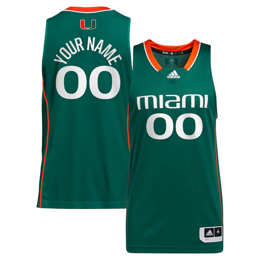 Miami Hurricanes adidas Unisex Custom Alternate Basketball Jersey - Green - Ujersey Shop