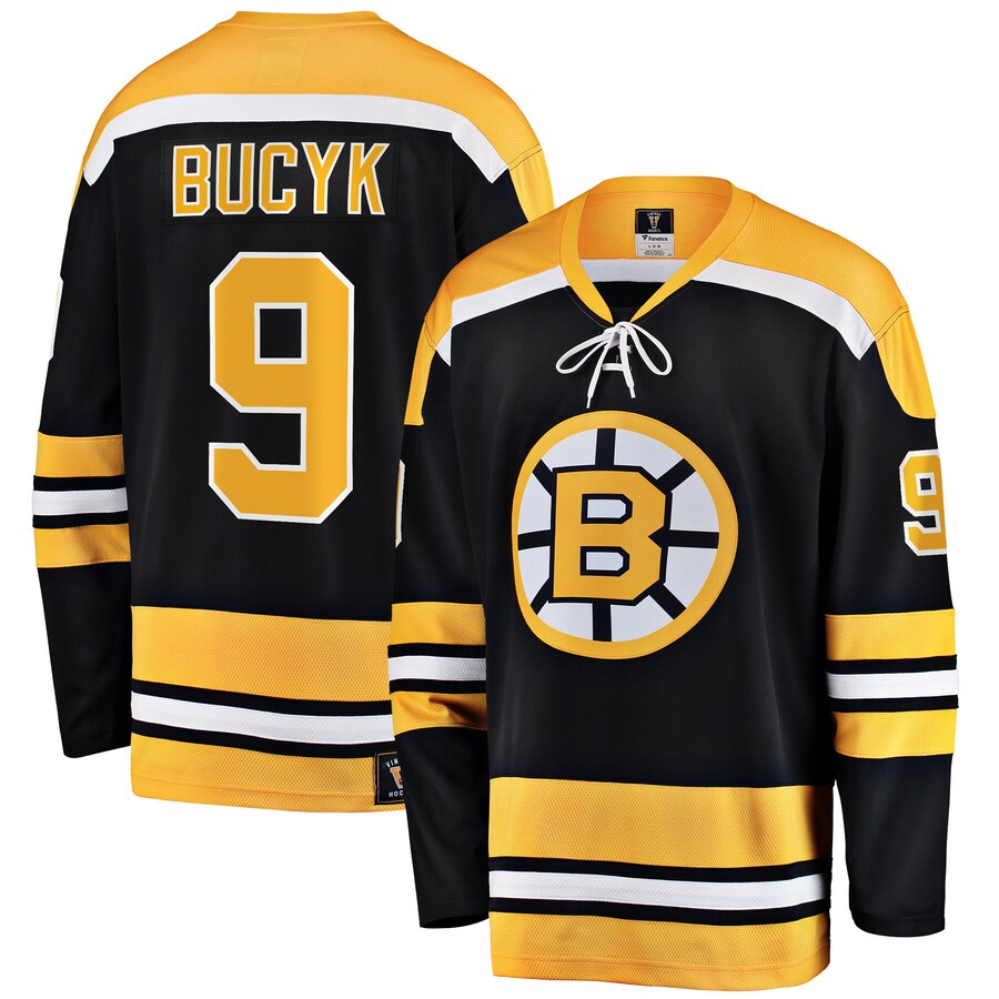 Men's Boston Bruins John Bucyk Fanatics Branded Black Premier Breakaway Retired Player Jersey - Ujersey Shop