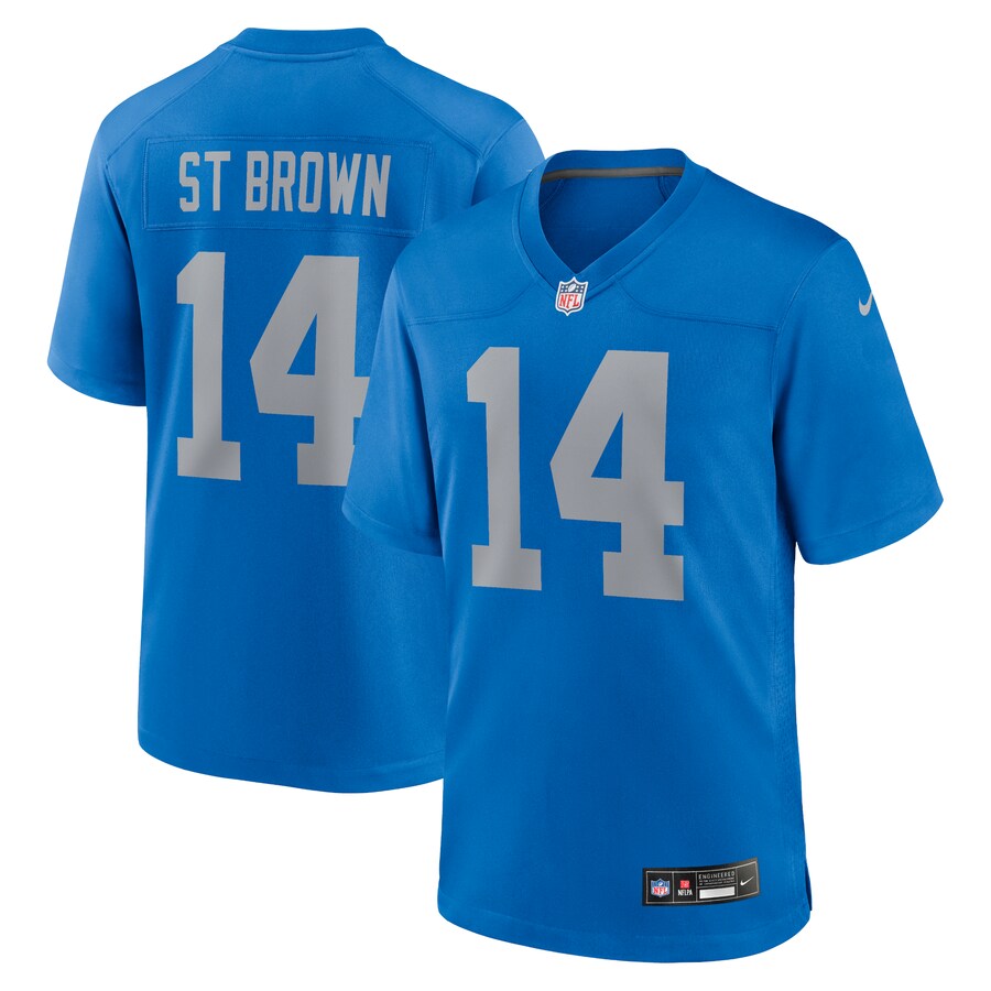 Men's Detroit Lions Amon-Ra St. Brown Nike  Blue Alternate Game Jersey - Ujersey Shop