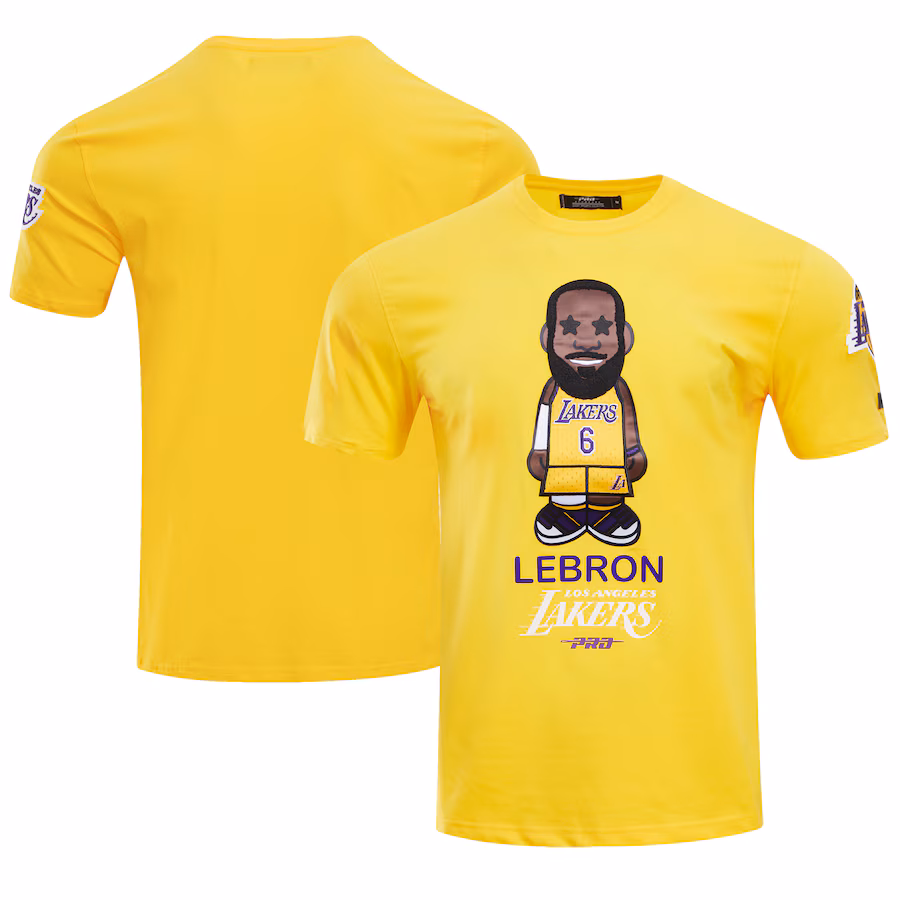Men's Los Angeles Lakers LeBron James Pro Standard Gold #6 Caricature T-Shirt - Ujersey Shop