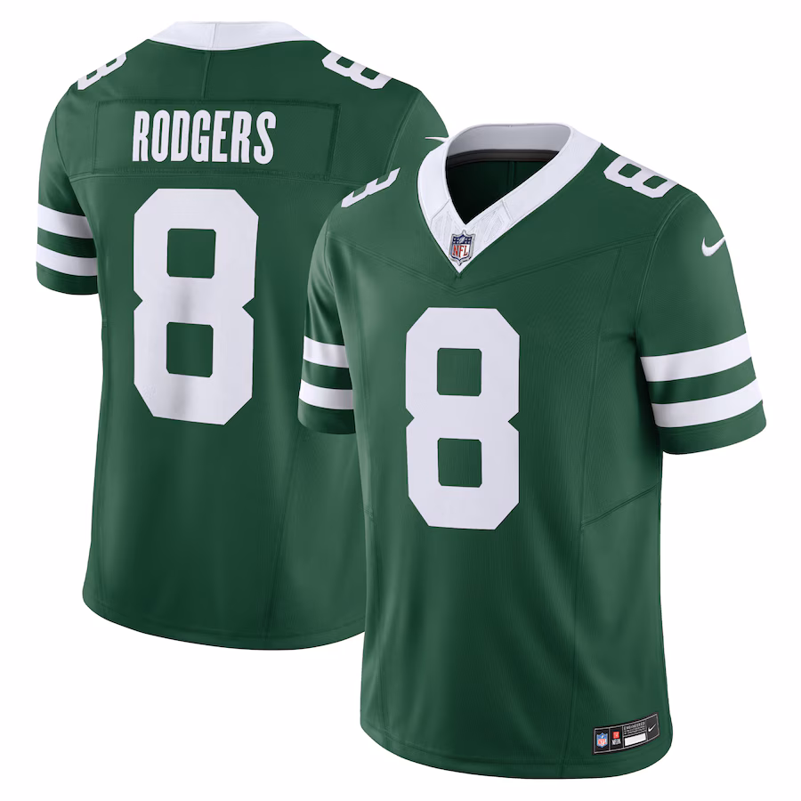 Men's New York Jets Aaron Rodgers Nike Legacy Green Vapor F.U.S.E. Limited Jersey - Ujersey Shop