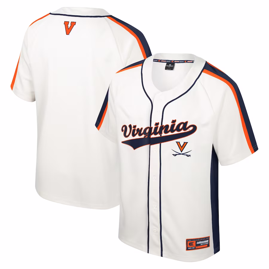 Virginia Cavaliers Colosseum Ruth Button-Up Baseball Jersey - Cream - Ujersey Shop