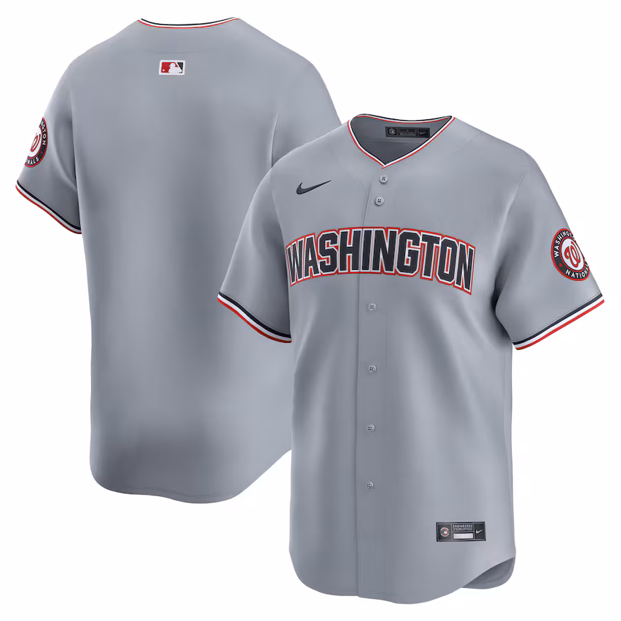 Men's Washington Nationals  Nike Gray Road Limited Jersey - Ujersey Shop