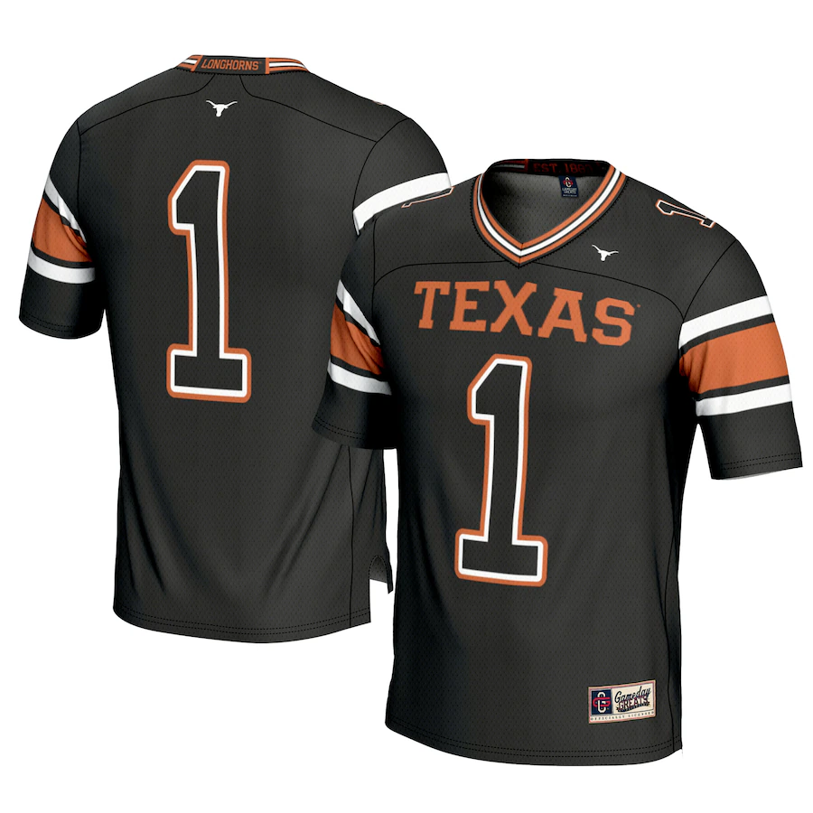 Men's GameDay Greats #1 Black Texas Longhorns Football Jersey - Ujersey Shop