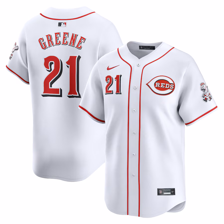 Men's Cincinnati Reds Hunter Greene Nike White Home Limited Player Jersey - Ujersey Shop