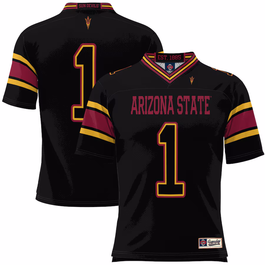 Men's GameDay Greats #1 Black Arizona State Sun Devils Football Jersey - Ujersey Shop